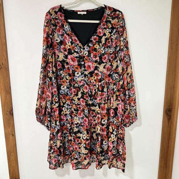 Baevely Dresses & Skirts - BaeVely Floral Babydoll Dress 3XL Womens Multi Color Chiffon Tiered Mini